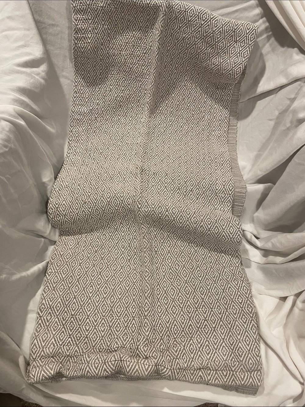 Diamond Weave Table Runner in Light Taupe